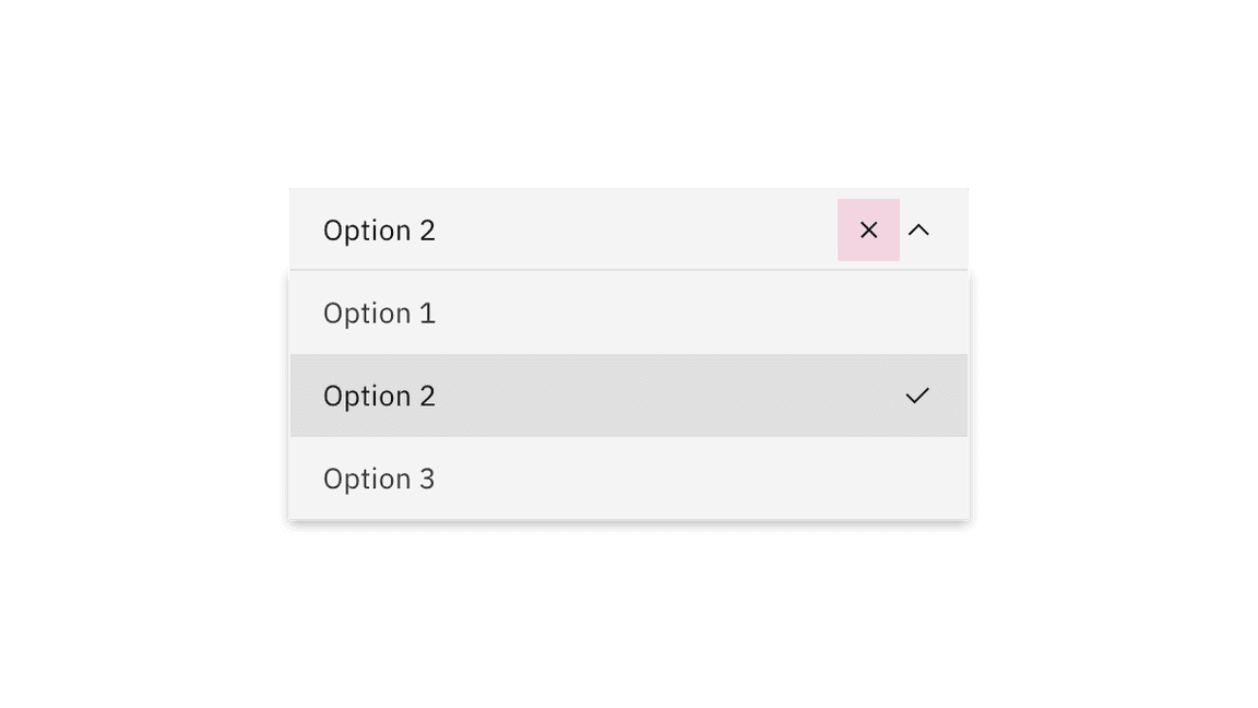 Combo box and filterable dropdown clear click target.